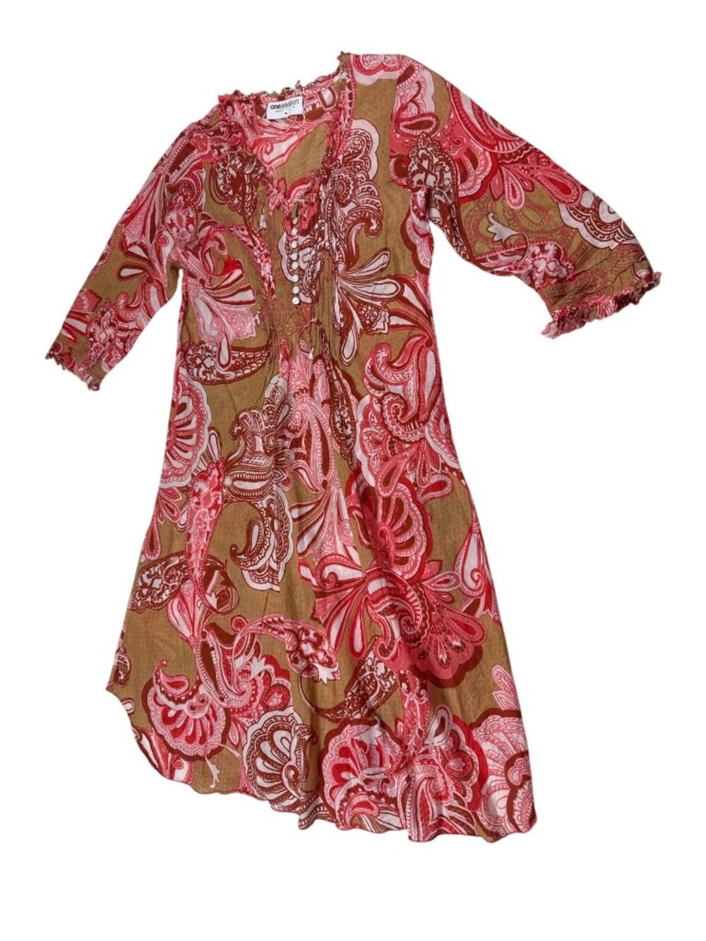 One Season amalfi long poppy medium midi dress in terracotta (OO661) - Picture 3 of 10